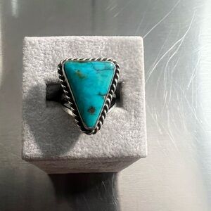 Handmade Sterling Silver Triangle Turquoise Native American Style Ring
